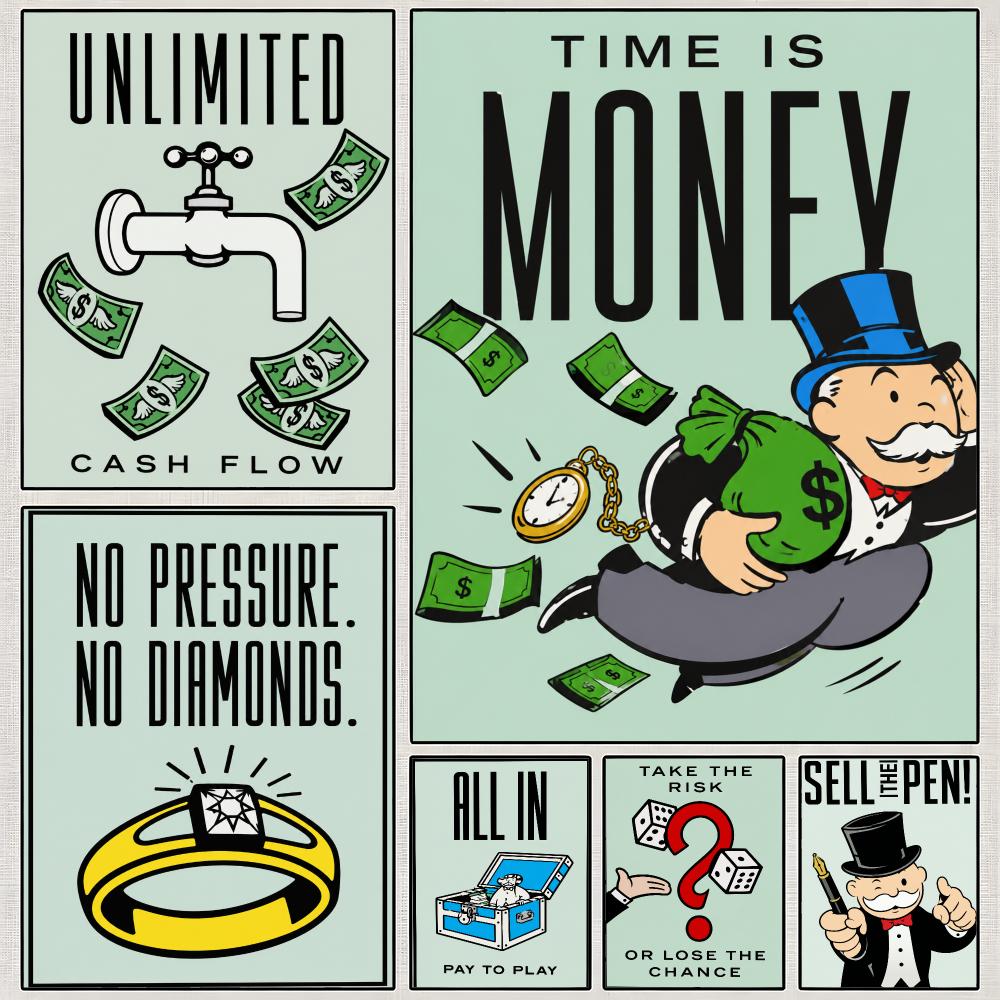 Hasbro Game Monopoly - ゲーム「モノポリー」ボード ファミリークラシック ハスブロ ポスター PPウォールアートプリント 取り外し可能