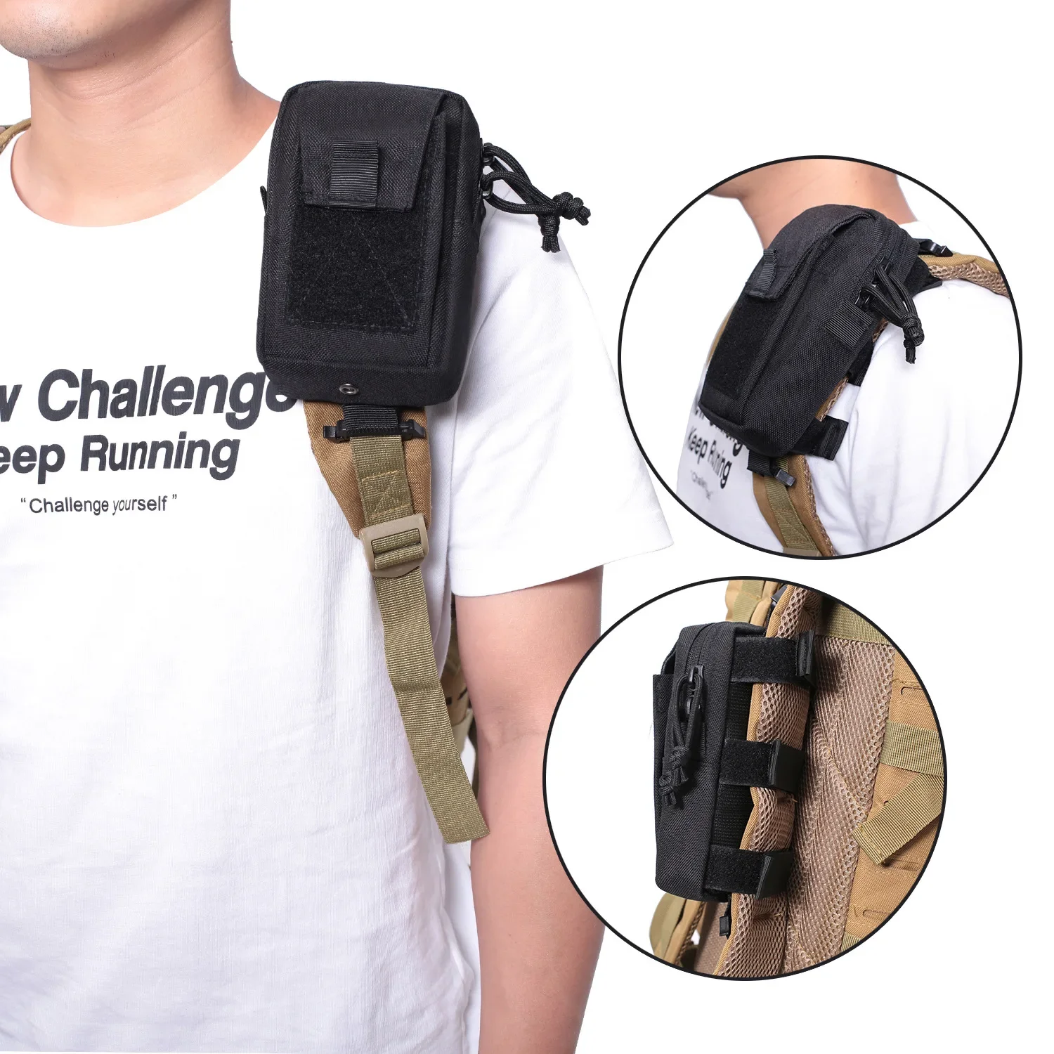 Sack Race Bag - モールバックパックストラップフォンホルダーウエストポーチ - アウトドアスポーツ、ランニング、キャンプ、ハイキング、ハンティング用 - EDCツールオーガナイザー