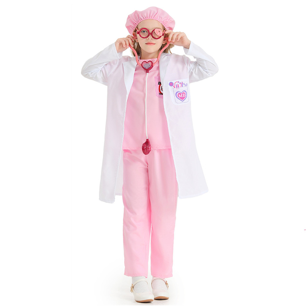 Party Games Kids - 3 色ユニセックスキッズハロウィンナースドクター衣装子供手術着コスプレカーニバル Purim ロールプレイングゲームパーティードレス