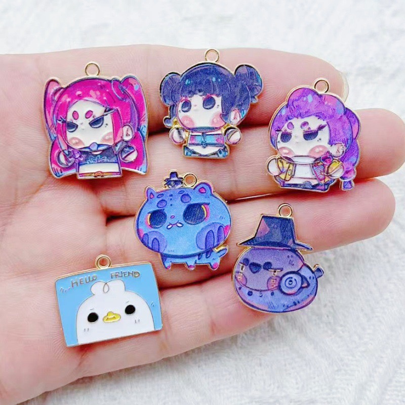 Party Games Event - 10 個漫画アニメペンダントオイルドロップ合金 DIY イヤリングキーホルダーペンダントアクセサリー