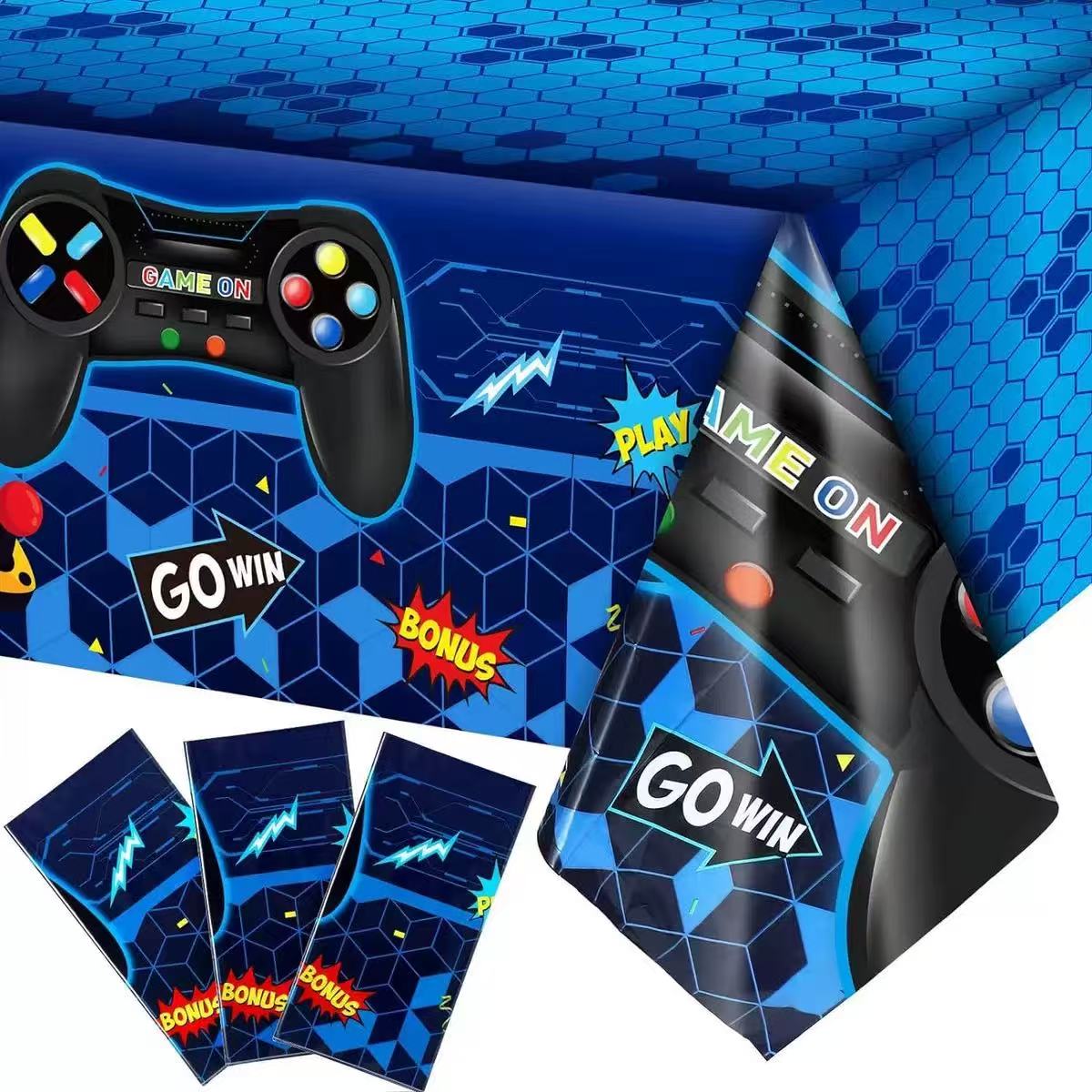 Party Games Easter For Kids - ビデオゲームパーティー使い捨てテーブルクロス子供男の子パーティー装飾テーブルクロスゲームオンテーマパーティー装飾誕生日ベビーシャワー装飾