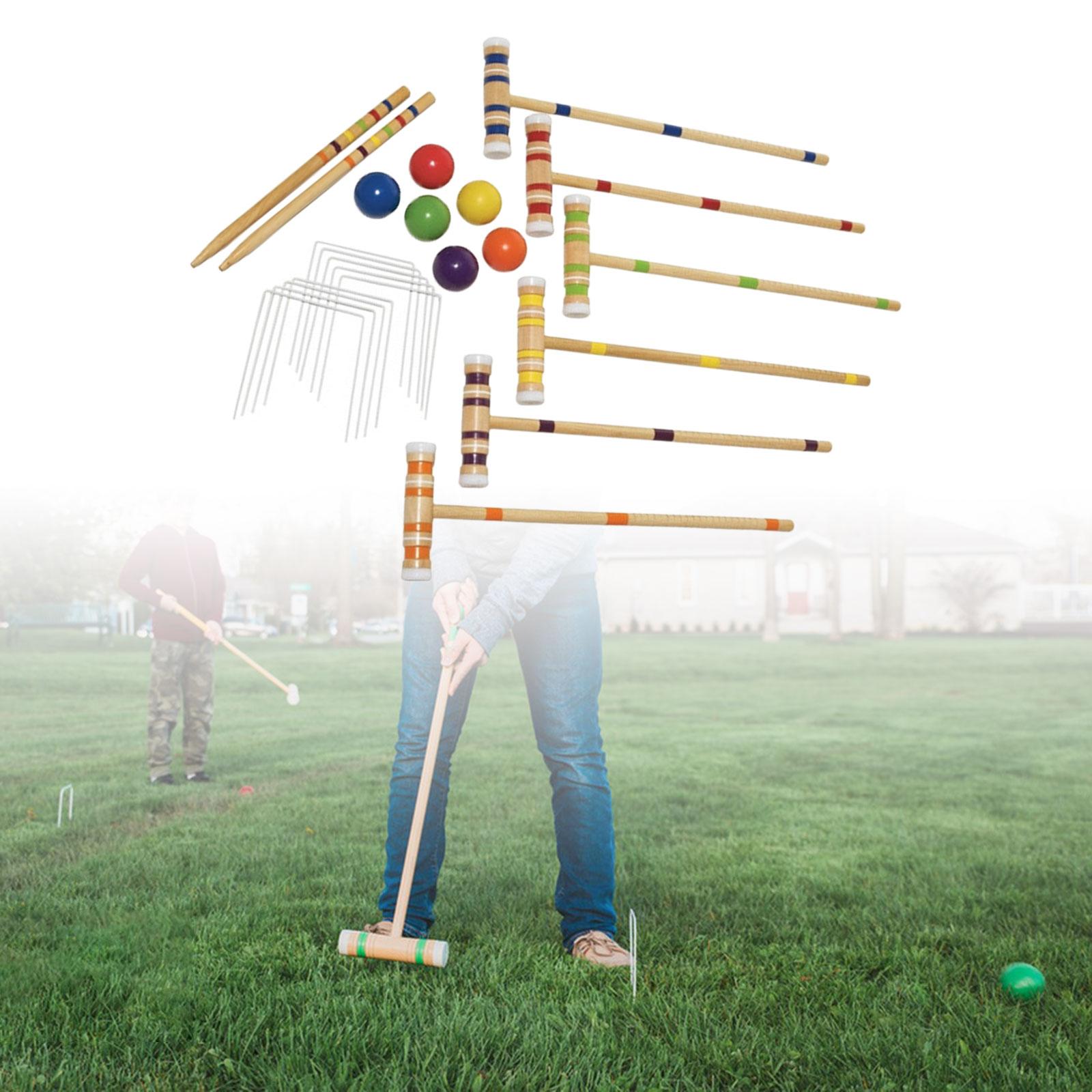 Croquet Set Lawn - 6人用クロケットセット、芝生用クロケットゲームセット、6ドアプレミアムクロケットセット、6人用、屋外ゲーム、スポーツ、大人、家族向け