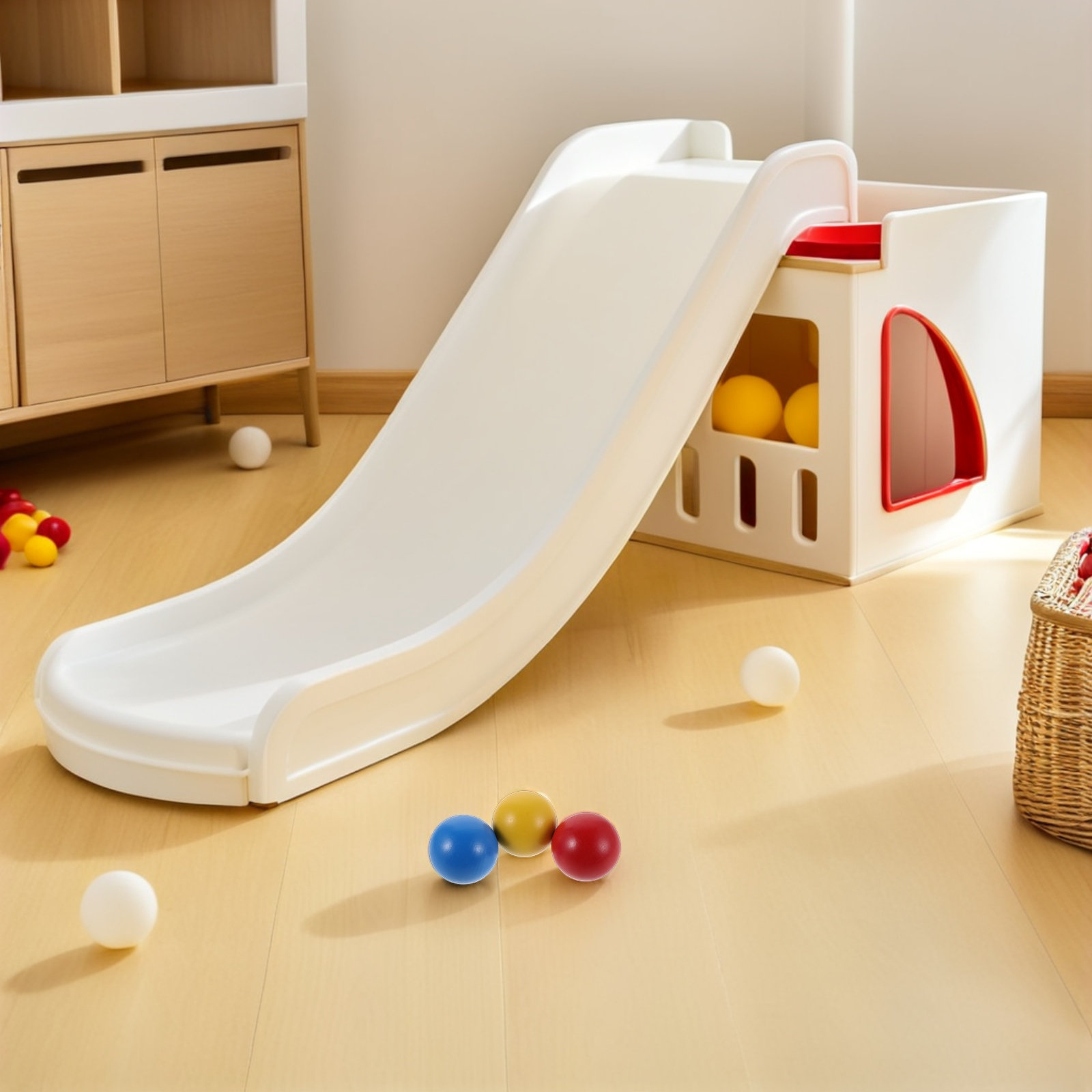 Croquet Set Lawn - 子供用木製クロッケボール3個セット 直径6cm 鮮やかな青・黄・赤色 屋外クロッケゲームセット 裏庭芝生 家族の集まりに