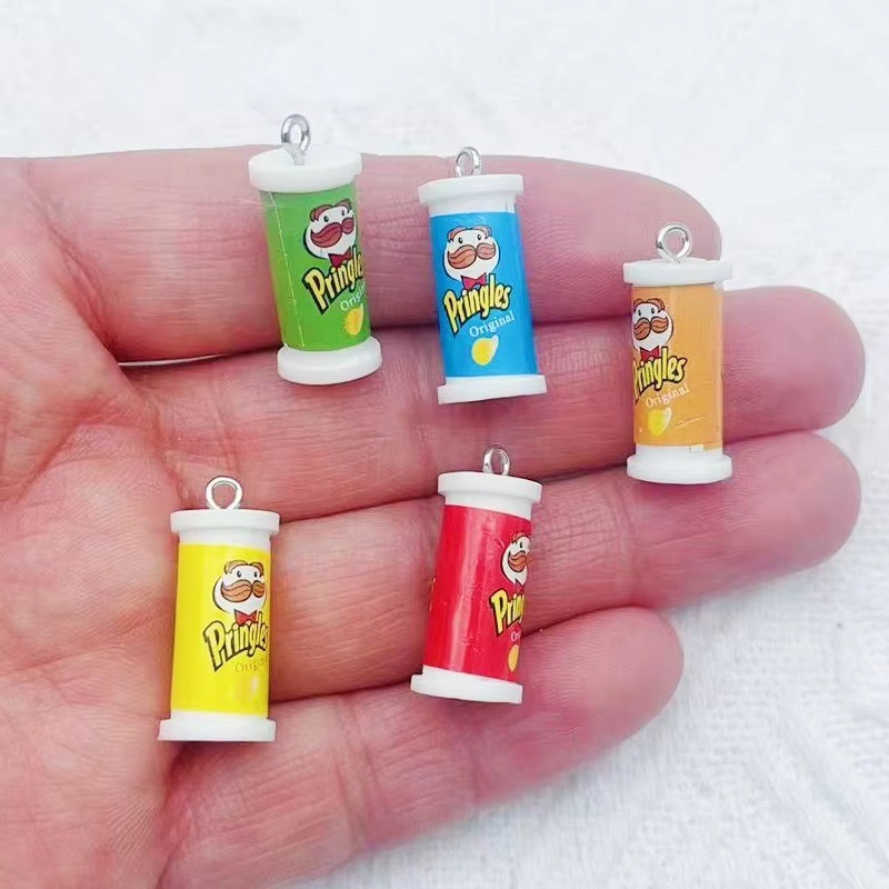 Party Games Event - 10個入り シミュレーション3Dバケツ型ポテトチップススナック樹脂ペンダント DIYジュエリーアクセサリー イヤリング キーホルダー ヘアアクセサリー