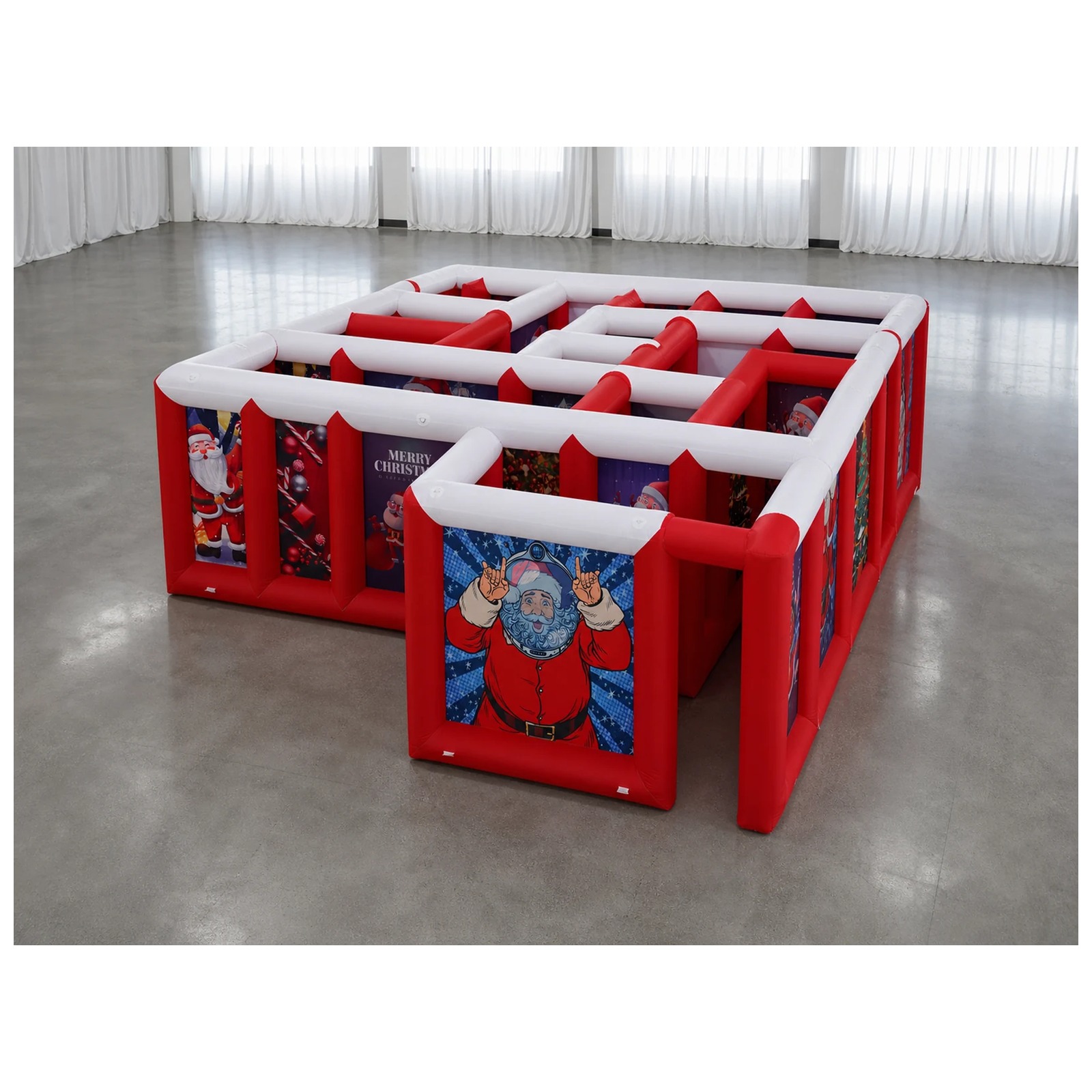Party Games Kids - 大型赤白平屋根インフレータブル迷路 3×6m 10×20フィート 送風機付き スポーツゲーム 楽しいパーティーイベント