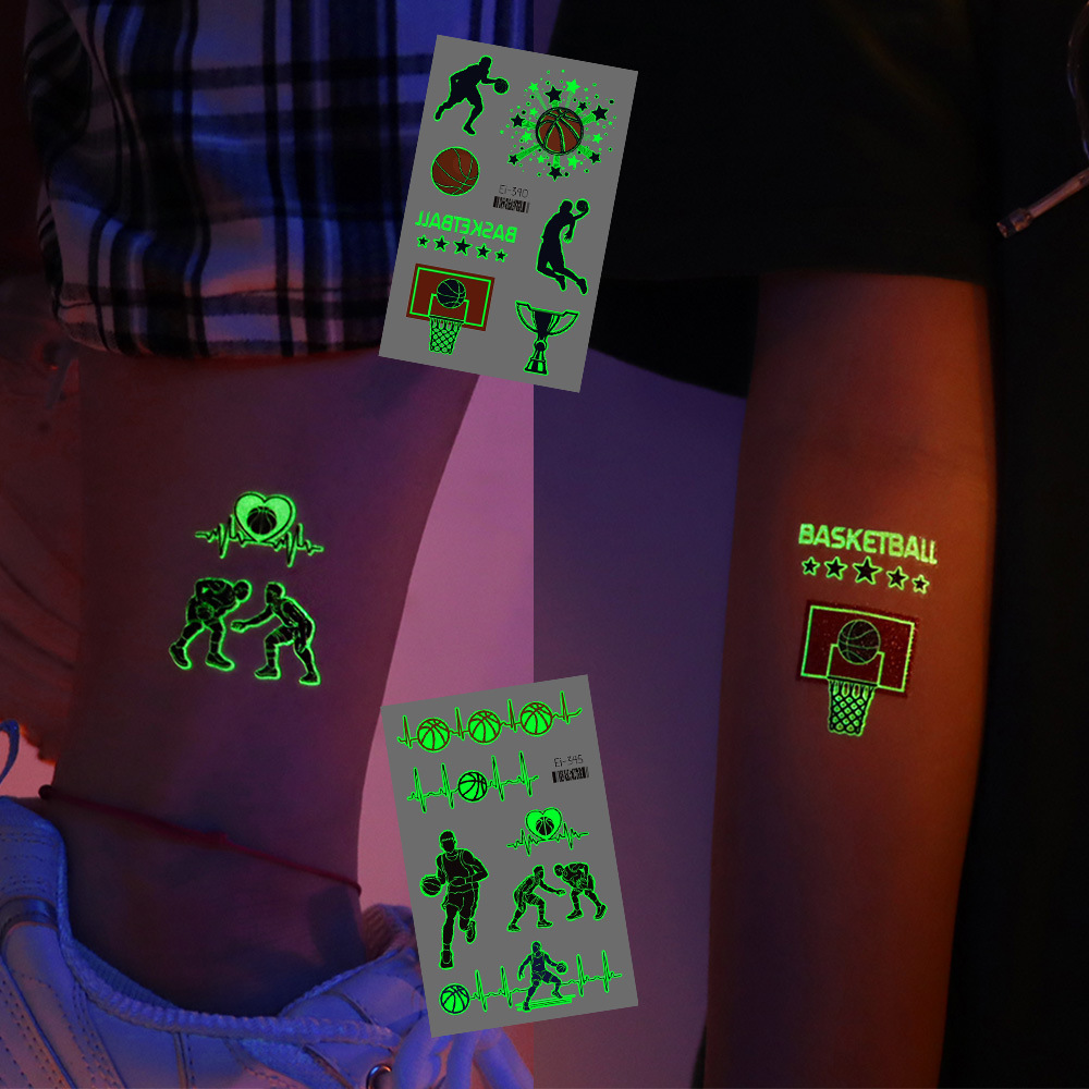 10 枚スポーツバスケットボールテーマ発光一時的なタトゥーチ - Party Games Easter For Kids のレビューと価格