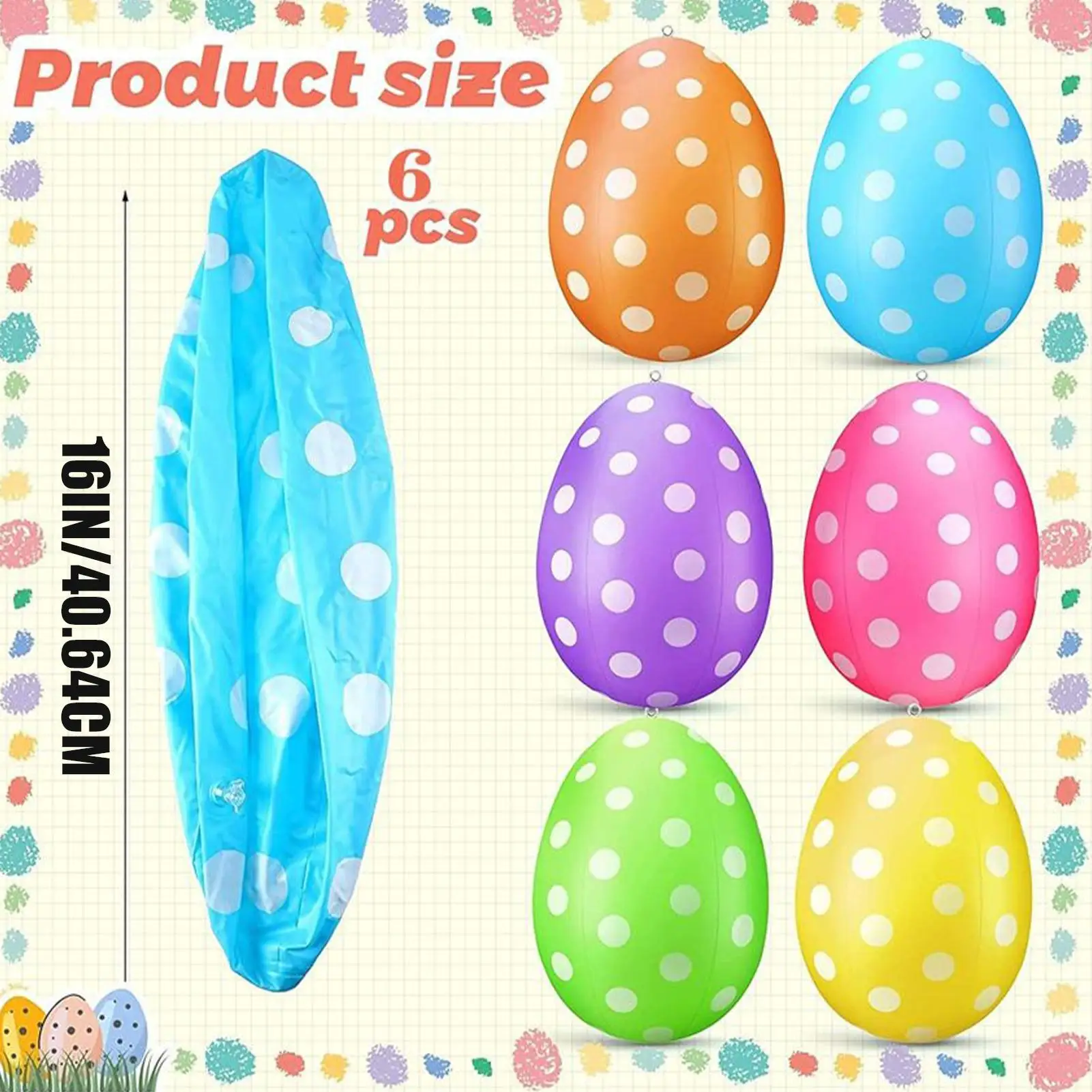 6個入りインフレータブルイースターエッグ/セット イースター - Party Games Egg のレビューと価格