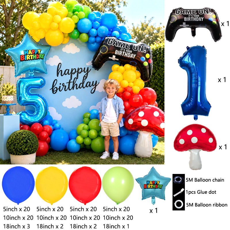 ゲームコントローラー型キノコバルーンガーランドアーチキット  - Party Games Easter For Kids のレビューと価格