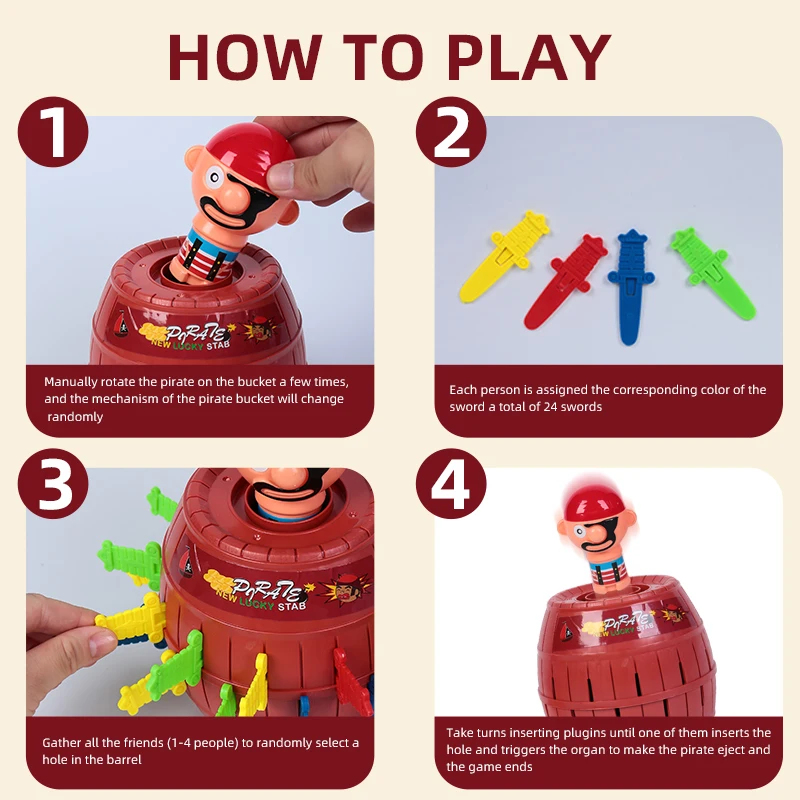 面白いいたずらおもちゃセット 海賊バケツと剣 クロコダイル噛 - Party Games 15 In 1 のレビューと価格