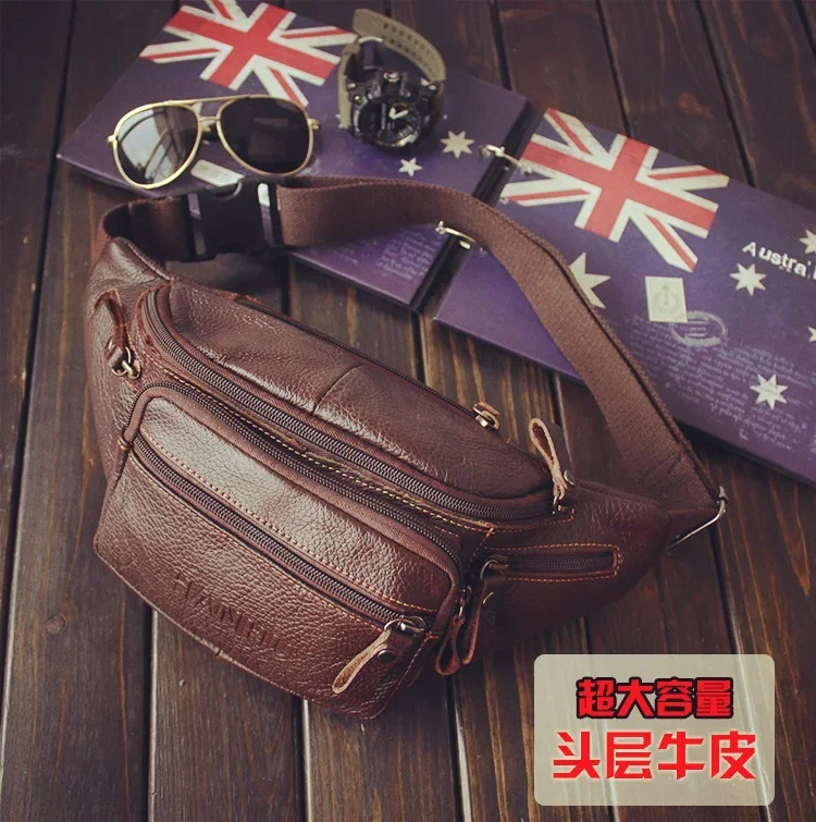 本物の牛革ウエストバッグ男性おかしいパックベルトバッグ電話ポ - Sack Race Bag のレビューと価格